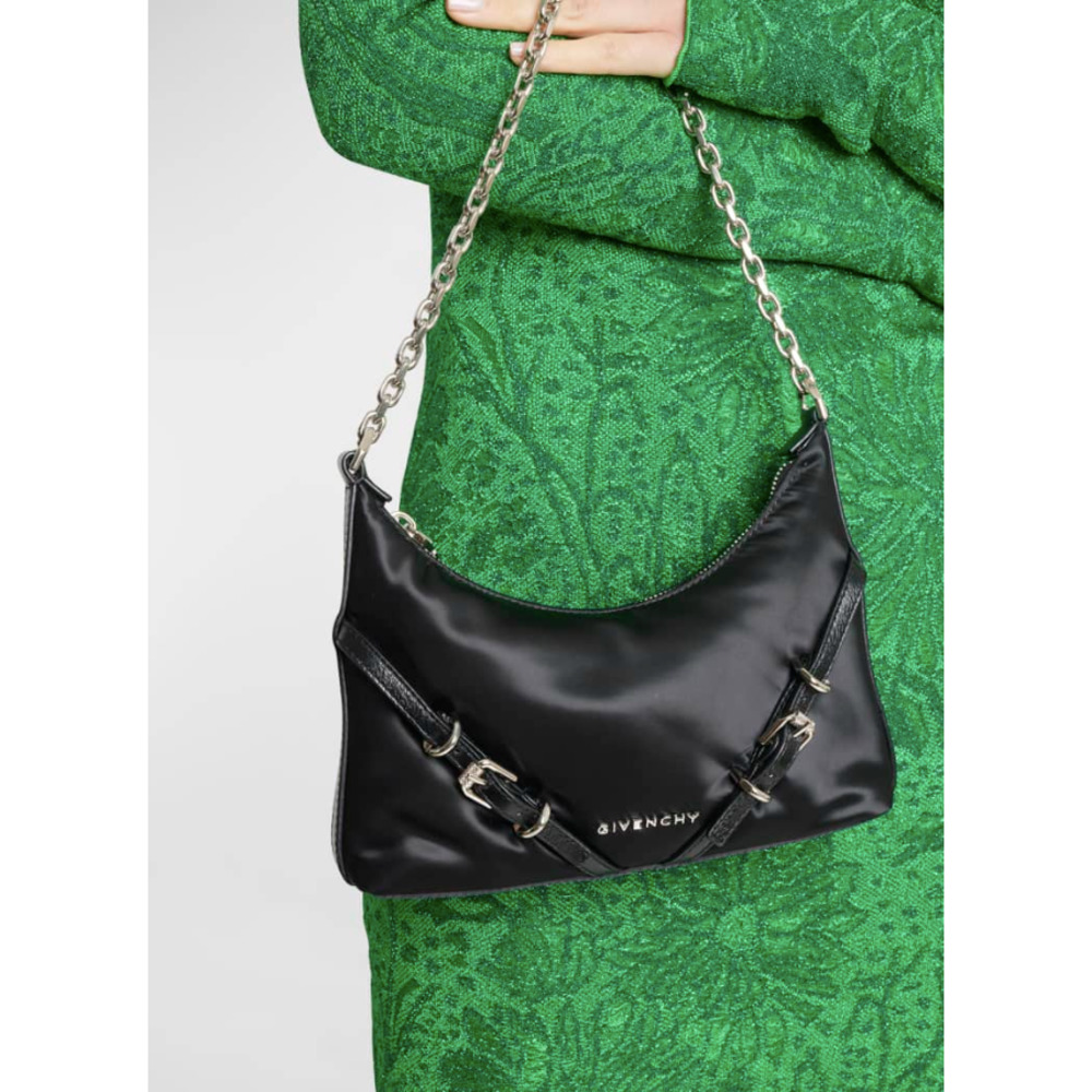BRAND NEW GIVENCHY BLACK NYLON HOBO BELTED PARTY BAG PURSE